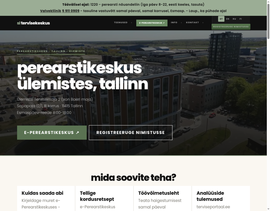 Homepage of sltervisekeskus.ee